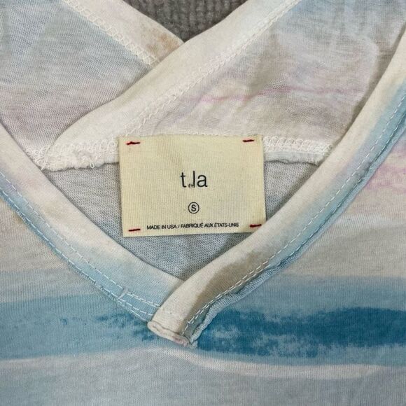 T. LA Women’s S Striped Short Sleeve Casual Stretch Knit Anthropologie Top Shirt - Picture 5 of 5